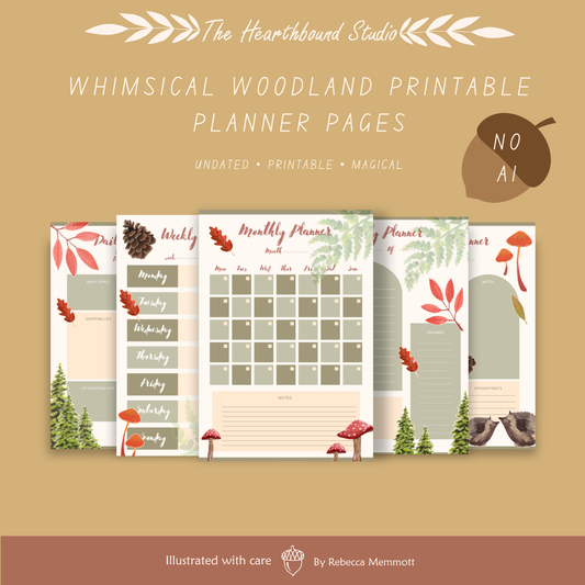 Whimsical Woodland Planner Pages | Junk Journal Style, Undated (Digital Download)