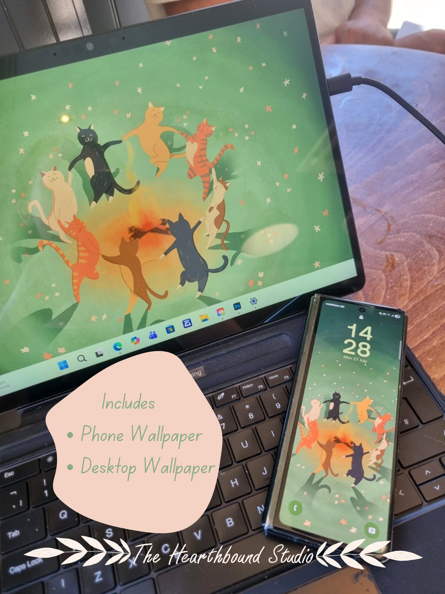Midnight Dance | Whimsical Cat Desktop & Phone Wallpaper Set