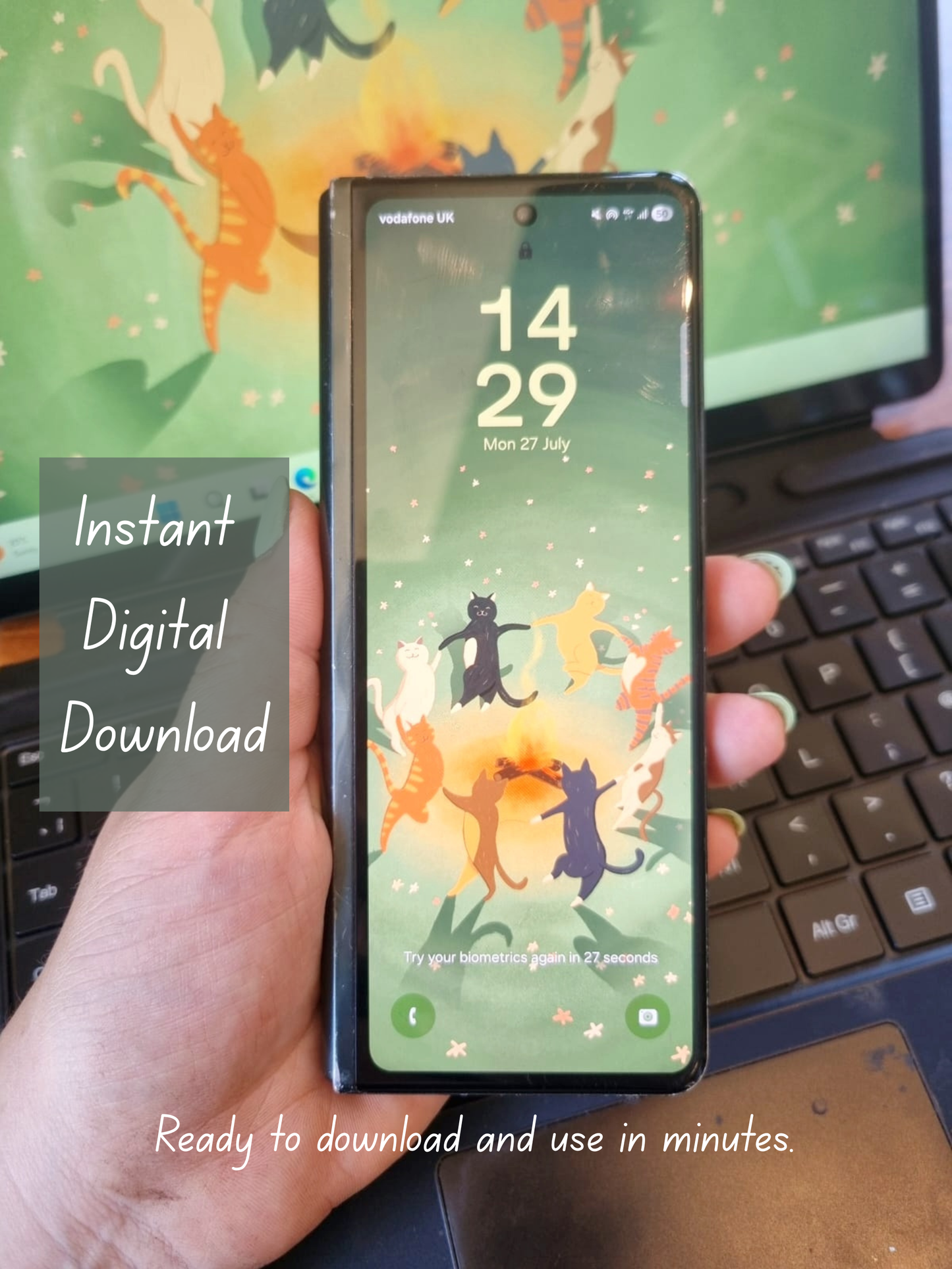 Midnight Dance | Whimsical Cat Desktop & Phone Wallpaper Set